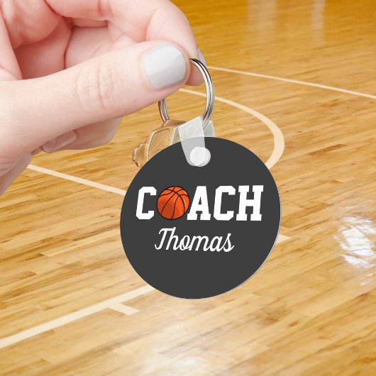 Basketball Coach Name Ball Typografie Speciaal Sleutelhanger