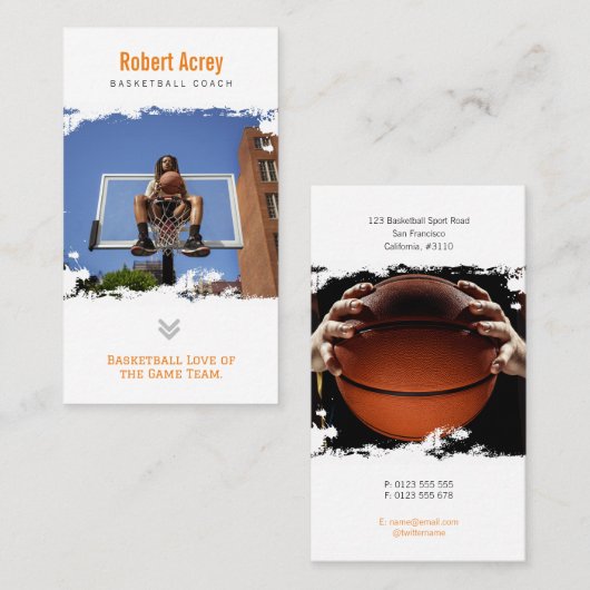 Basketball Coach | Professionele speler Visitekaartje (Voorkant / Achterkant)