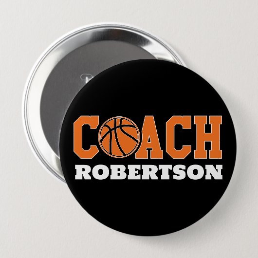 Basketball Coach Ronde Button 4,0 Cm (Voorkant /achterkant)