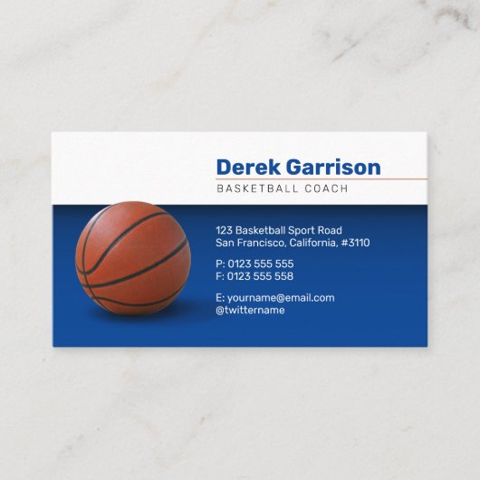 Basketball Coach | Sport Trainer Deep Blue Visitekaartje (Voorkant)