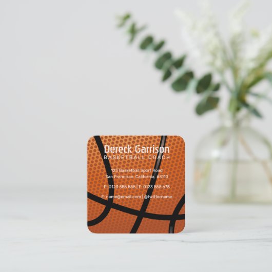 Basketball Coach | Sport Vierkante Visitekaartje (Staand voorkant)