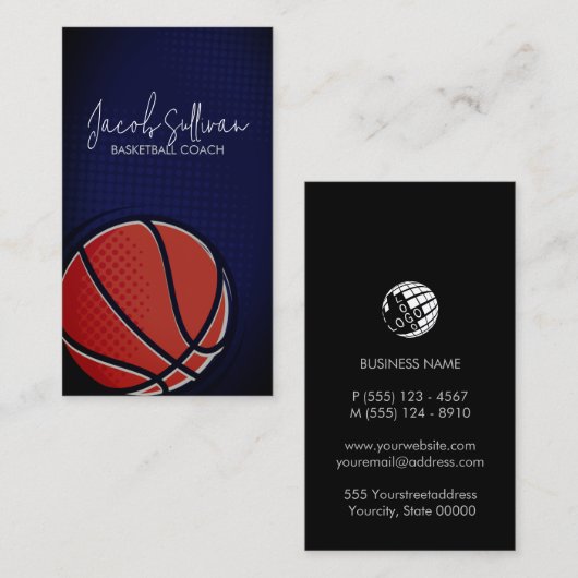 Basketball Coach Sports Scout Visitekaartje (Voorkant / Achterkant)