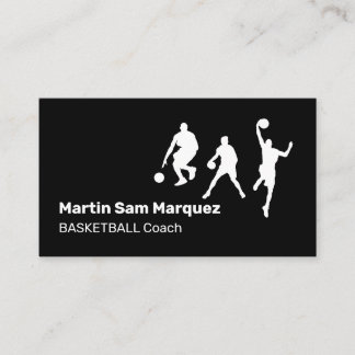 Basketball Coach Trainer Black en White Visitekaartje