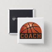 Basketball Coach Vierkante Button 5,1 Cm (Voorkant /achterkant)