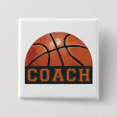 Basketball Coach Vierkante Button 5,1 Cm (Voorkant)
