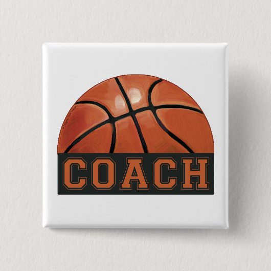 Basketball Coach Vierkante Button 5,1 Cm (Voorkant)