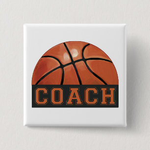 Basketball Coach Vierkante Button 5,1 Cm