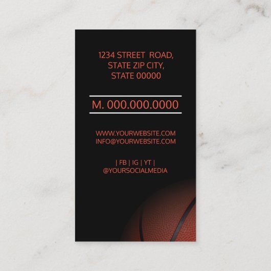 Basketball Coach Visitekaartje (Achterkant)