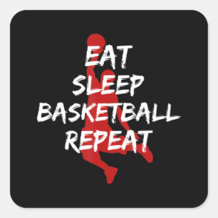 Basketball-coachafspeelapparaat: Eet in slaap-honk Vierkante Sticker