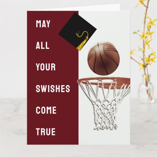 Basketball Congrats Good Luck Afstuderen Kaart (Gele Bloem)