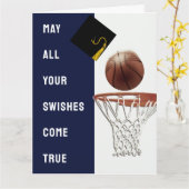 Basketball Congrats Good Luck Afstuderen Kaart (Gele Bloem)