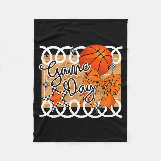 Basketball Coquette Bow Game Day Women Girl  Fleece Deken (Voorkant)