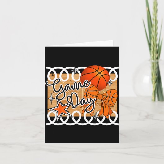 Basketball Coquette Bow Game Day Women Girl Kaart (Voorkant)