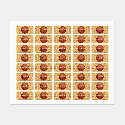 Basketball Court Ball Design Name Labels (Vel)