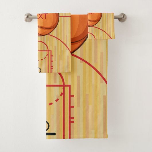 Basketball Court Ball Design Towel Set Bad Handdoek (Insitu)