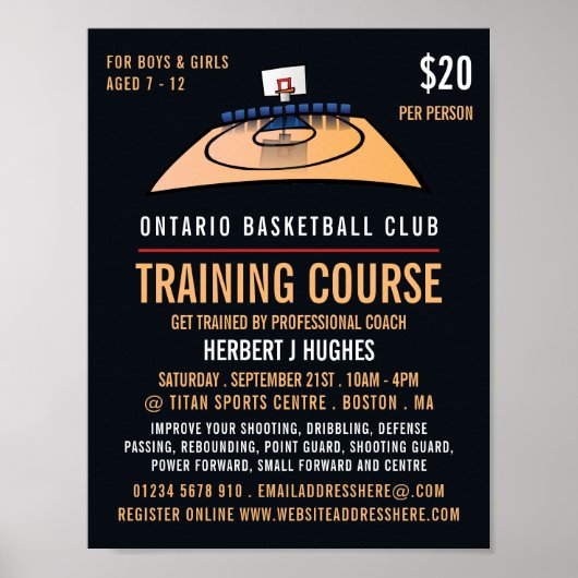 Basketball Court, Basketball Training Course Poster (Voorkant)