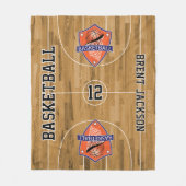 Basketball Court - Blauw en Oranje Fleece Deken (Voorkant)