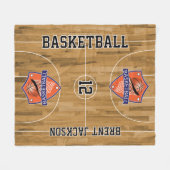 Basketball Court - Blauw en Oranje Fleece Deken (Voorkant (Horizontaal))