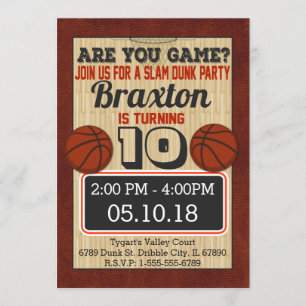 Basketball Court Boys Birthday Party Invitation Kaart