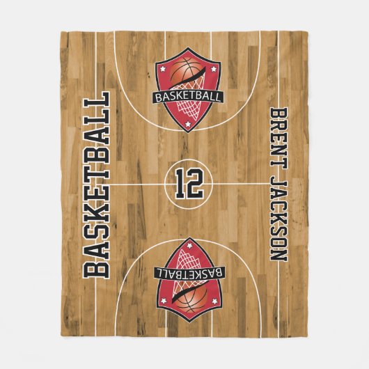 Basketball 🏀 Court - Dark Red Fleece Deken (Voorkant)