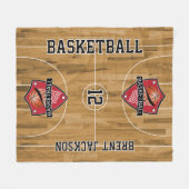 Basketball 🏀 Court - Dark Red Fleece Deken (Voorkant (Horizontaal))