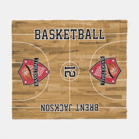 Basketball 🏀 Court - Dark Red Fleece Deken (Voorkant (Horizontaal))