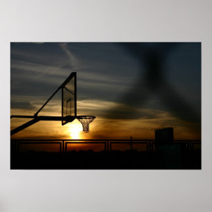 Basketball Court en Sunset Poster