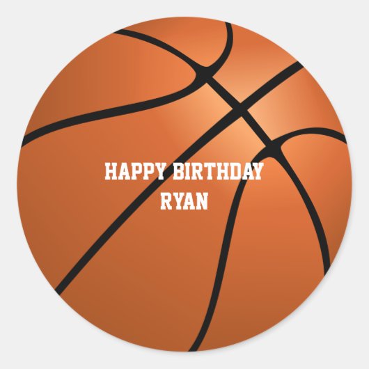 Basketball Custom Birthday Ronde Sticker (Voorkant)