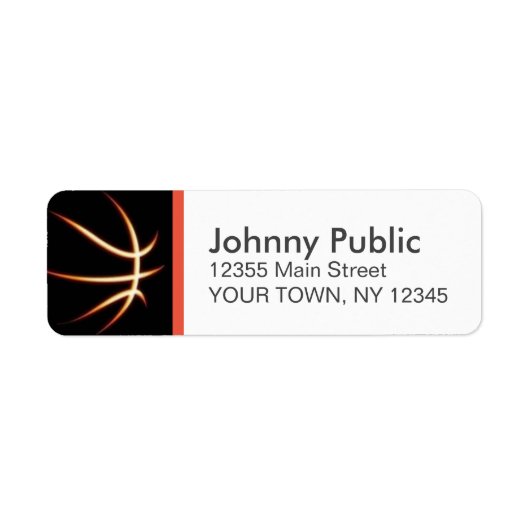 Basketball Custom Color Strip Address Label (Voorkant)