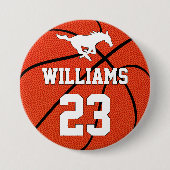 Basketball Custom Player Name Number en Team Logo Ronde Button 7,6 Cm (Voorkant)