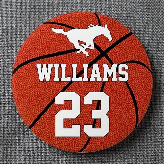 Basketball Custom Player Name Number en Team Logo Ronde Button 7,6 Cm