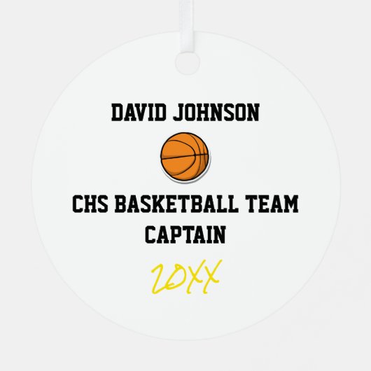 Basketball Custom Player Number Team jaar Metalen Ornament (Achterkant)