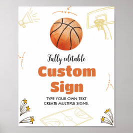 Basketball Custom Table Sign Birthday Baby shower Poster