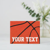 Basketball Custom Text of Player Name Sports Team Briefkaart (Staand voorkant)