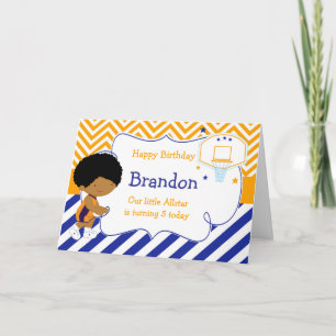 Basketball Cute African American Birthday Party Kaart