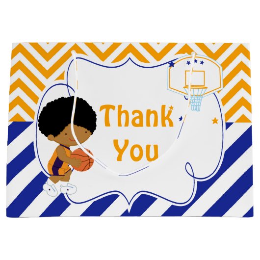 Basketball Cute African American Boy Dank u Groot Cadeauzakje (Voorkant)