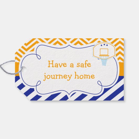 Basketball Cute African American Boy 'I went' Cadeaulabel (Achterkant Horizontaal)