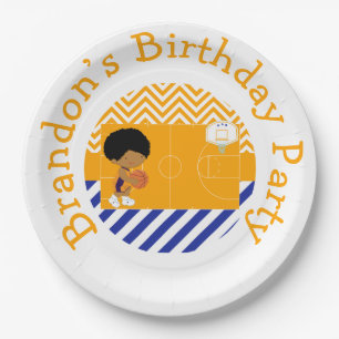 Basketball Cute African American Boy Papieren Bordje