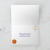 Basketball Cute Black Hair Boy Birthday Party Kaart (Binnen)