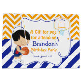 Basketball Cute Black Hair Boy Dank u Groot Cadeauzakje (Achterkant)