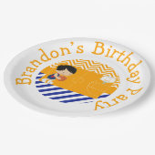 Basketball Cute Black Hair Boy Papieren Bordje (Gekanteld)