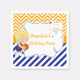 Basketball Cute Blonde Hair Boy Birthday Party Servet