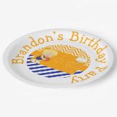 Basketball Cute Blonde Hair Boy Papieren Bordje (Gekanteld)