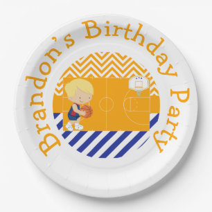 Basketball Cute Blonde Hair Boy Papieren Bordje