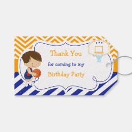 Basketball Cute Brown Hair Boy Gift Label Cadeaulabel