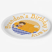 Basketball Cute Brown Hair Boy Papieren Bordje (Gekanteld)