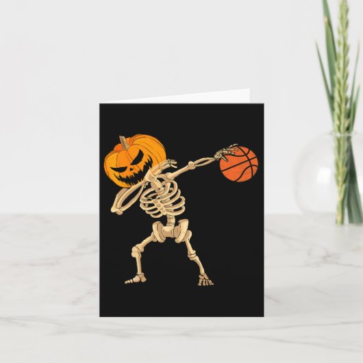Basketball Dabbing Skeleton Mannen Boys Halloween Kaart (Voorkant)