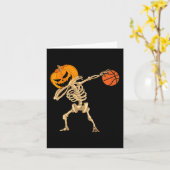 Basketball Dabbing Skeleton Mannen Boys Halloween Kaart (Gele Bloem)