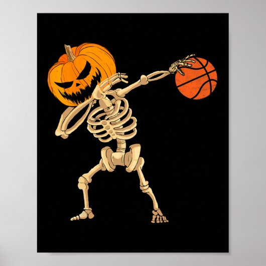 Basketball Dabbing Skeleton Mannen Boys Halloween  Poster (Voorkant)