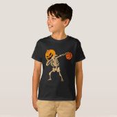 Basketball Dabbing Skeleton Mannen Boys Halloween  T-shirt (Voorkant volledig)